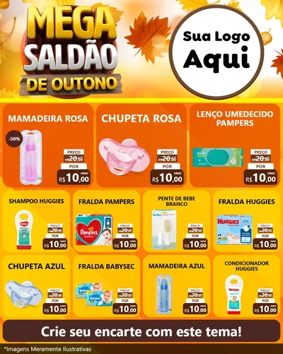 Modelo de Rede Social para Feed Instagram com o tema Mega Saldão de Outono para Bebês