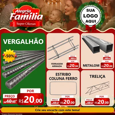 Modelo de Rede Social para Feed Facebook com o tema Alegria Em Família - Super Ofertas para Ferragens