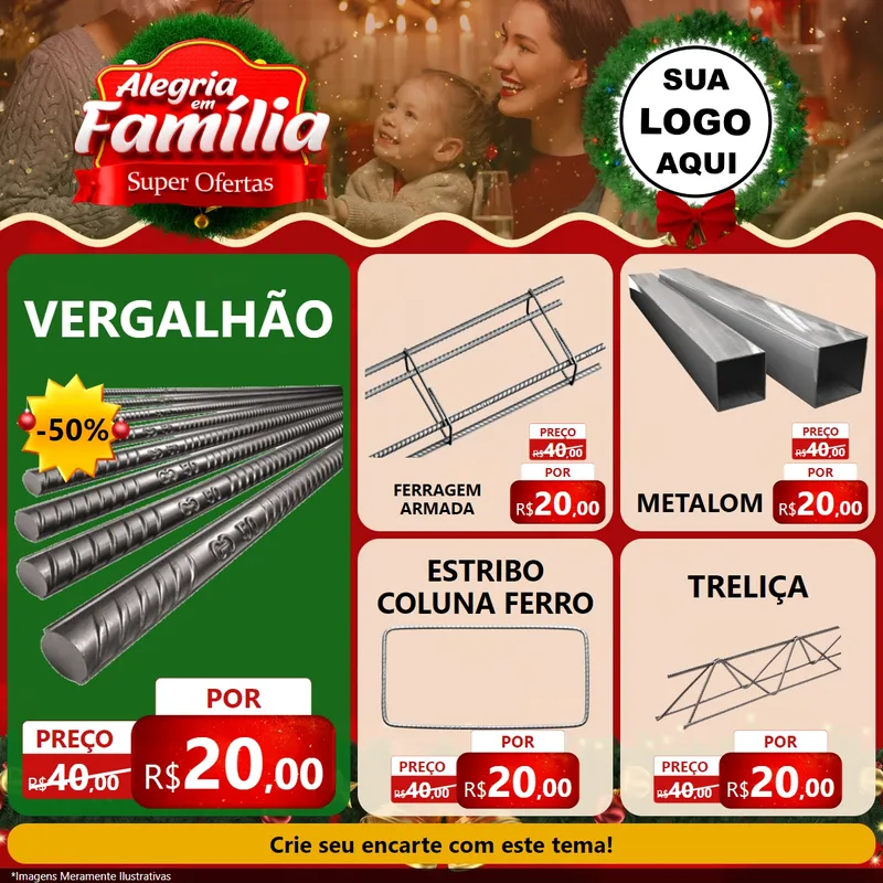 Modelo de Rede Social para Feed Facebook com o tema Alegria Em Família - Super Ofertas para Ferragens
