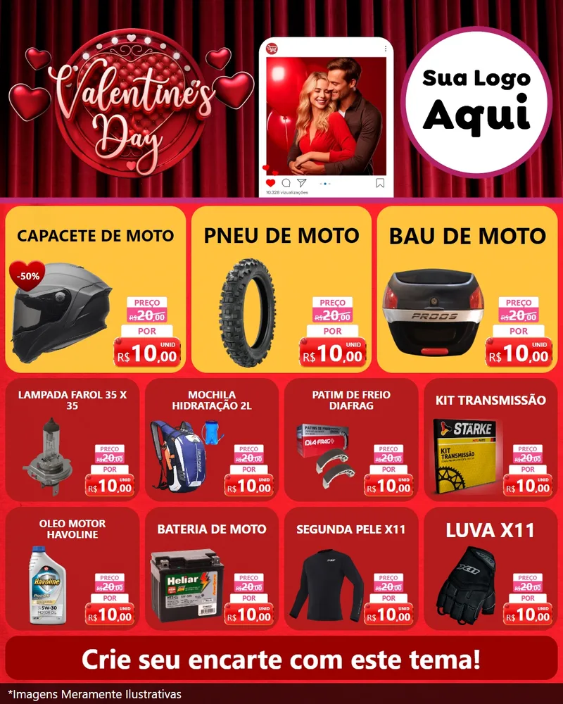 Modelo de Rede Social para Feed Instagram com o tema Valentine's Day para Moto peças
