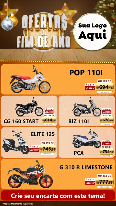 Modelo de TV para TV Vertical com o tema Ofertas de Fim de Ano para Concessionaria de Motos