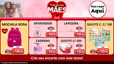Modelo de TV para TV Horizontal com o tema Feliz Dia Das Mães para Papelaria