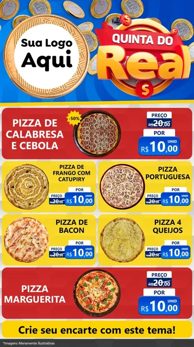 Modelo de TV para TV Vertical com o tema Quinta do Real para Pizzaria