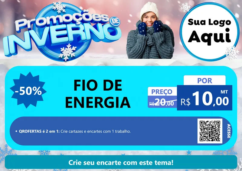 Modelo de Cartaz para Cartaz A4 Horizontal com o tema Promoções de Inverno para Materiais Elétricos