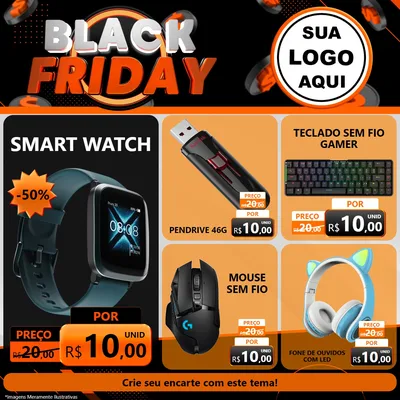Modelo de Rede Social para Feed Facebook com o tema Black Friday para Informática