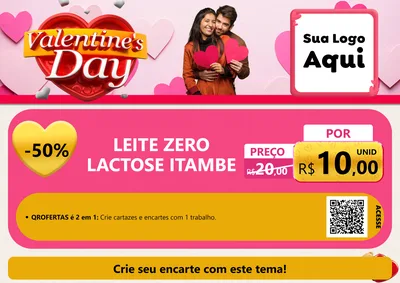 Modelo de Cartaz para Cartaz A4 Horizontal com o tema Valentine's Day para Frios e Laticínios