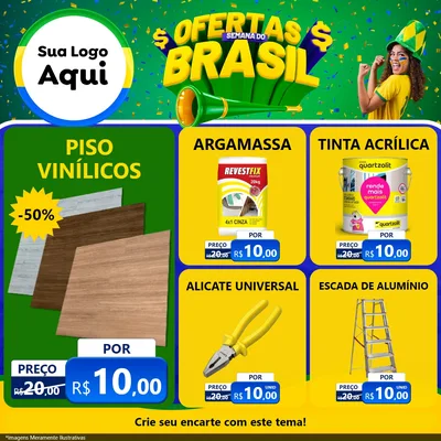 Modelo de Rede Social para Feed Facebook com o tema Ofertas Semana do Brasil para Material para Construção