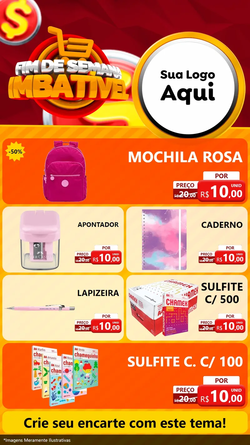 Modelo de TV para TV Vertical com o tema Fim de Semana Imbatível para Papelaria