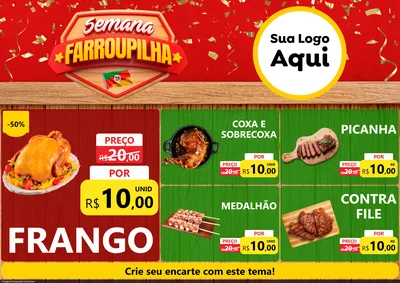 Modelo de Encarte para Encarte A4 Horizontal com o tema Semana Farroupilha para Assados