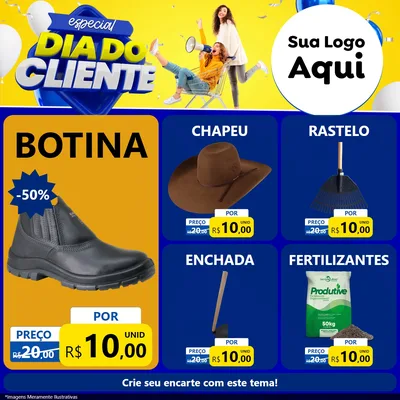 Modelo de Rede Social para Feed Facebook com o tema Especial Dia do Cliente para Agropecuária