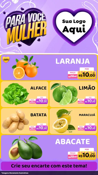 Modelo de TV para TV Vertical com o tema Para Você, Mulher para Hortifrúti