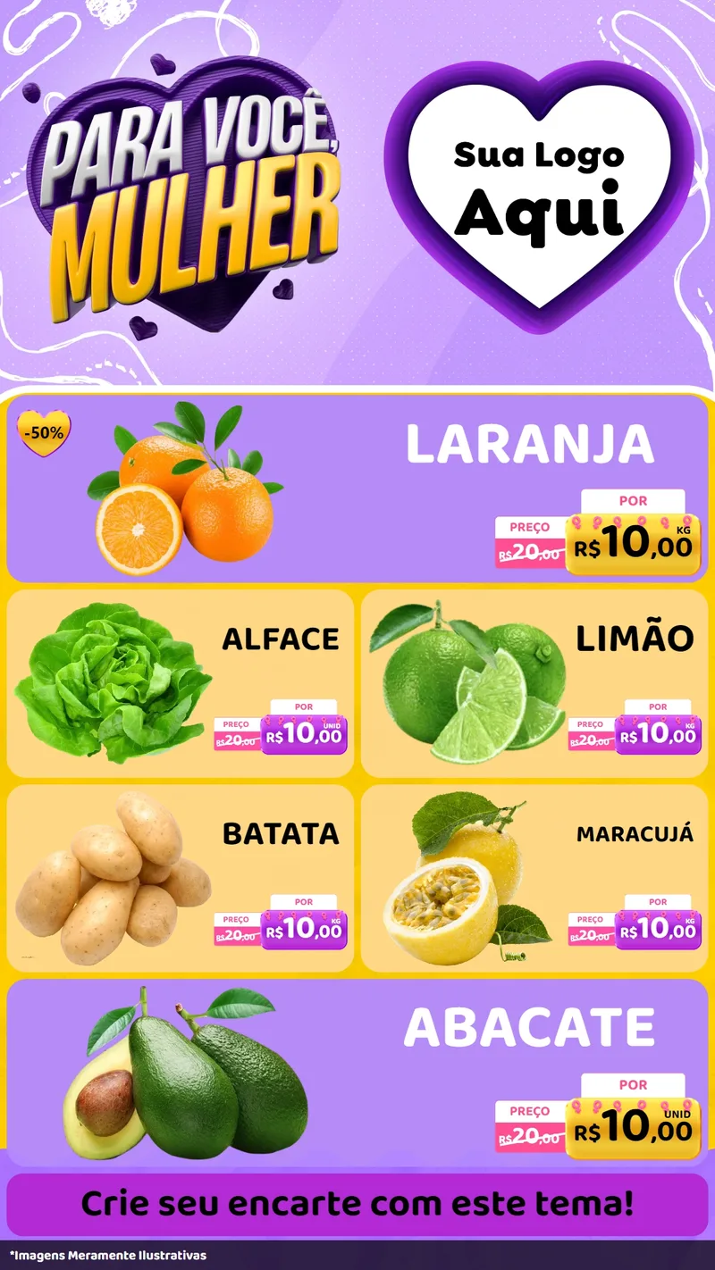 Modelo de TV para TV Vertical com o tema Para Você, Mulher para Hortifrúti