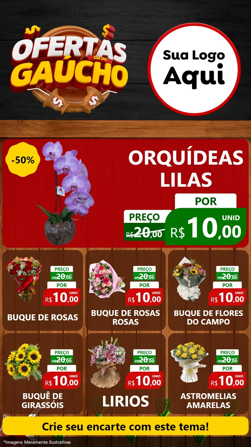 Modelo de Rede Social para Stories com o tema Ofertas Dia do Gaúcho para Floricultura e jardim
