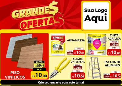 Modelo de Encarte para Encarte A4 Horizontal com o tema Grandes Ofertas para Material para Construção