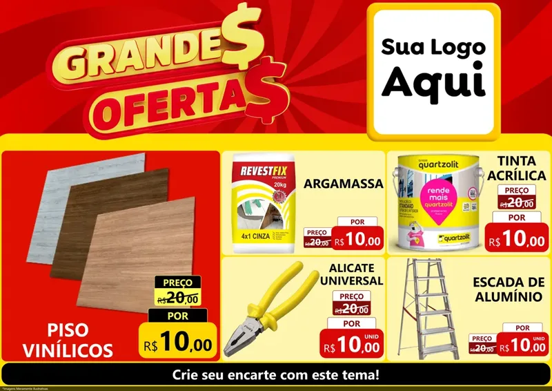 Modelo de Encarte para Encarte A4 Horizontal com o tema Grandes Ofertas para Material para Construção