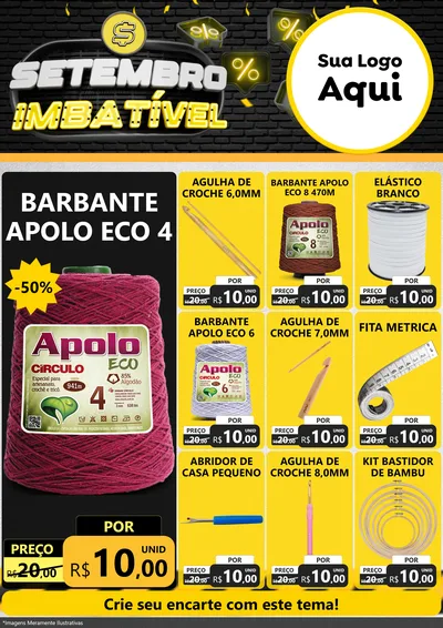 Modelo de Encarte para Encarte A4 Vertical com o tema Setembro Imbatível para Armarinho e Aviamentos