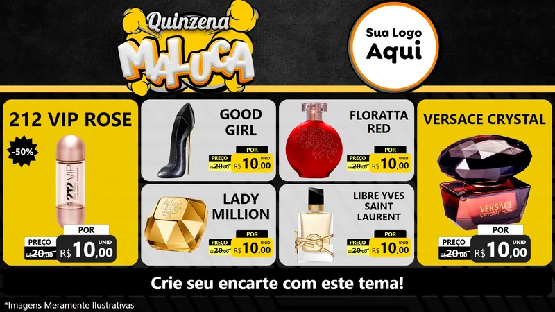 Modelo de TV para TV Horizontal com o tema Quinzena Maluca para Perfumes
