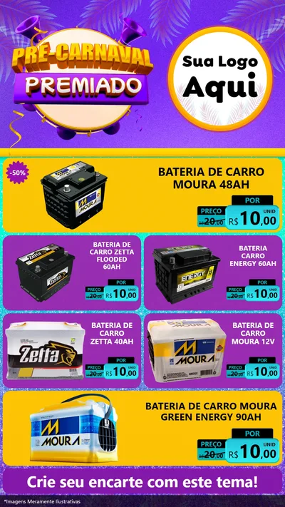 Modelo de TV para TV Vertical com o tema Pré-Carnaval Premiado para Baterias Elétricas