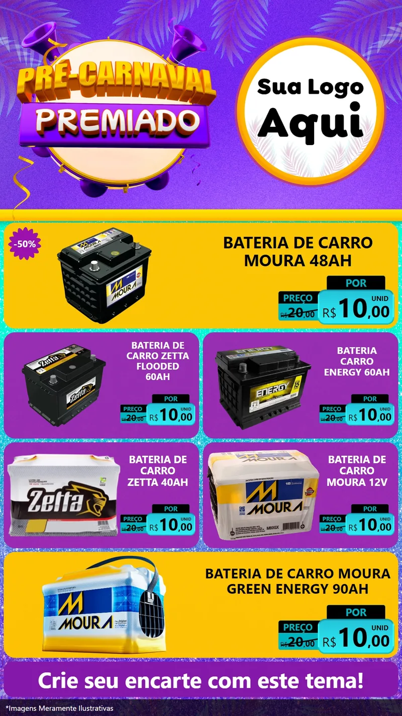 Modelo de TV para TV Vertical com o tema Pré-Carnaval Premiado para Baterias Elétricas