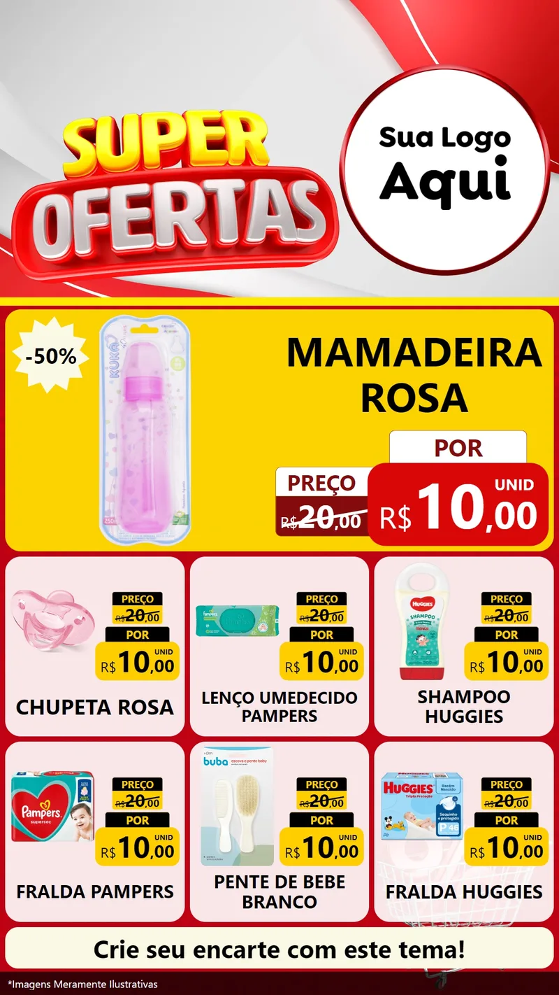 Modelo de Rede Social para Stories com o tema Super Ofertas para Bebês