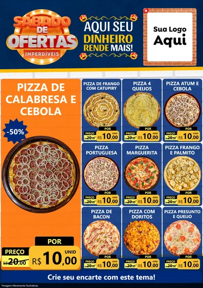 Modelo de Encarte para Encarte A4 Vertical com o tema Sábado de Ofertas Imperdíveis para Pizzaria