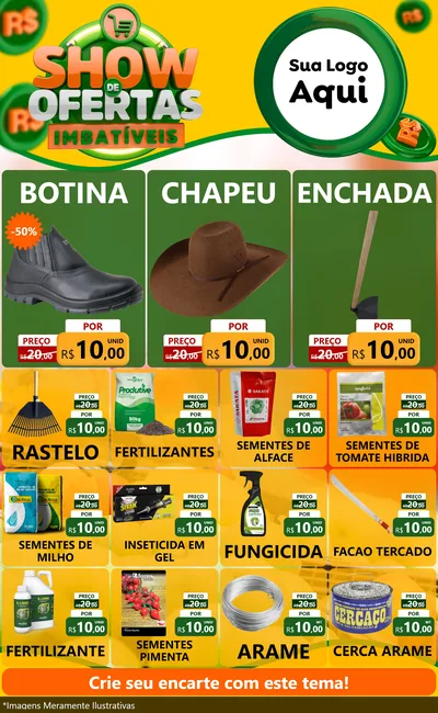 Modelo de Encarte para Encarte Grande com o tema Show de Ofertas Imbatíveis para Agropecuária