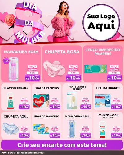 Modelo de Rede Social para Feed Instagram com o tema Dia da Mulher para Bebês