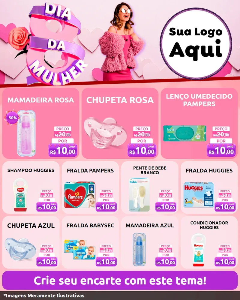 Modelo de Rede Social para Feed Instagram com o tema Dia da Mulher para Bebês