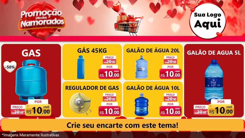 Modelo de TV para TV Horizontal com o tema Promoção Dia dos Namorados para Água e gás