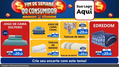 Modelo de TV para TV Horizontal com o tema Fim de Semana do Consumidor para Cama, Mesa e Banho