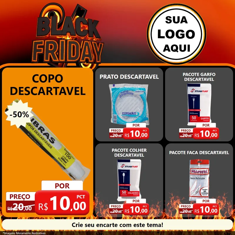 Modelo de Rede Social para Feed Facebook com o tema Black Friday para Embalagens