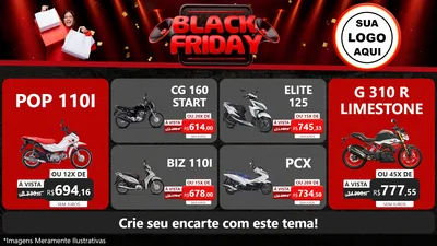 Modelo de TV para TV Horizontal com o tema Black Friday para Concessionaria de Motos