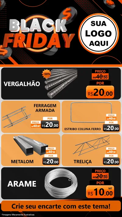 Modelo de TV para TV Vertical com o tema Black Friday para Ferragens