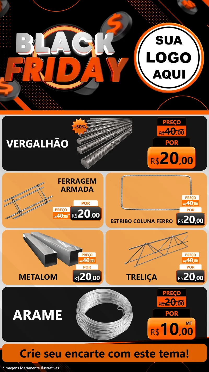 Modelo de TV para TV Vertical com o tema Black Friday para Ferragens