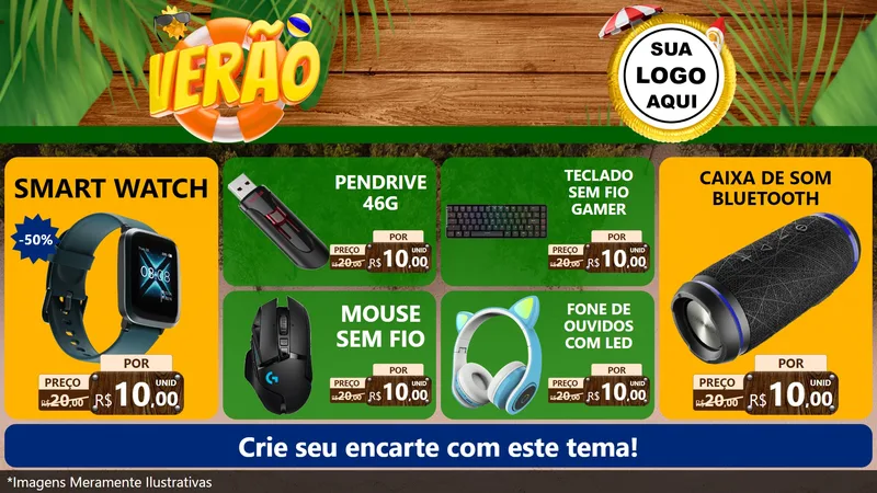 Modelo de TV para TV Horizontal com o tema Verão para Informática