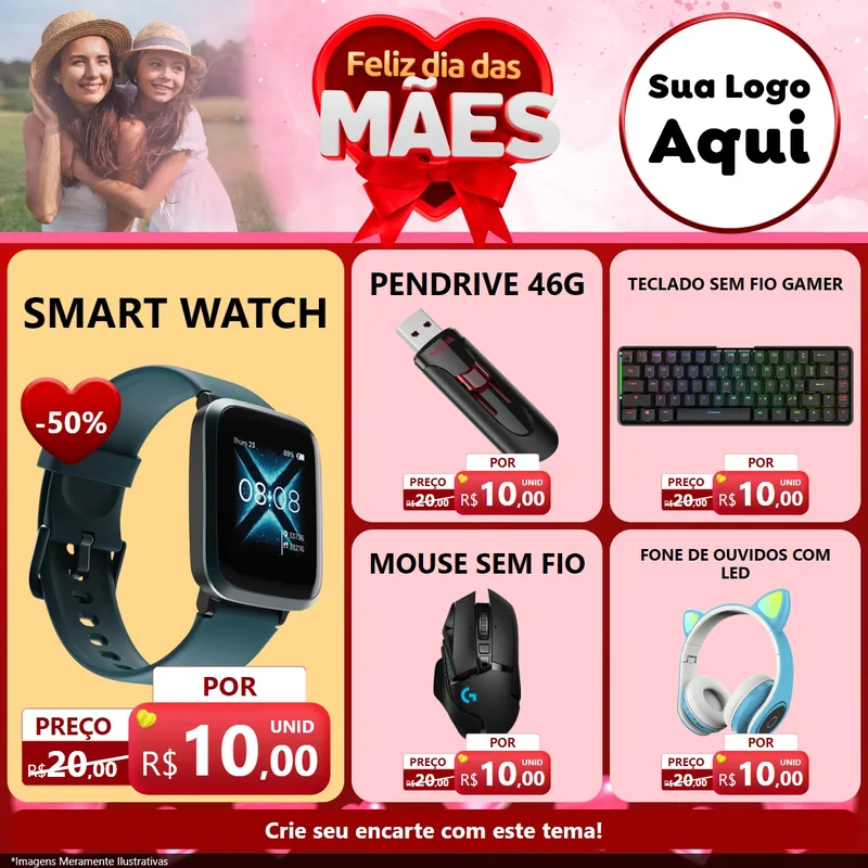 Modelo de Rede Social para Feed Facebook com o tema Feliz Dia Das Mães para Informática