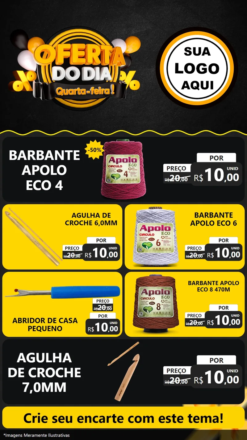 Modelo de TV para TV Vertical com o tema Oferta do Dia - Quarta Feira! para Armarinho e Aviamentos