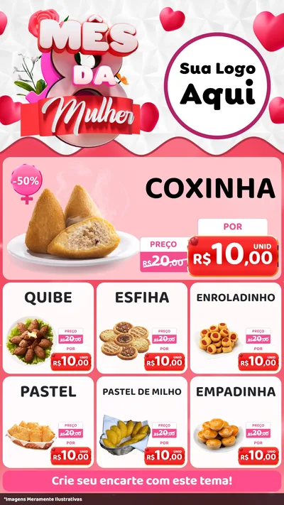 Modelo de Rede Social para Stories com o tema Mês da Mulher para Salgadaria