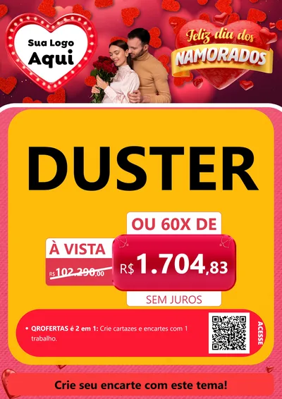 Modelo de Cartaz para Cartaz A4 Vertical com o tema Feliz Dia Dos Namorados para Concessionaria de Carros