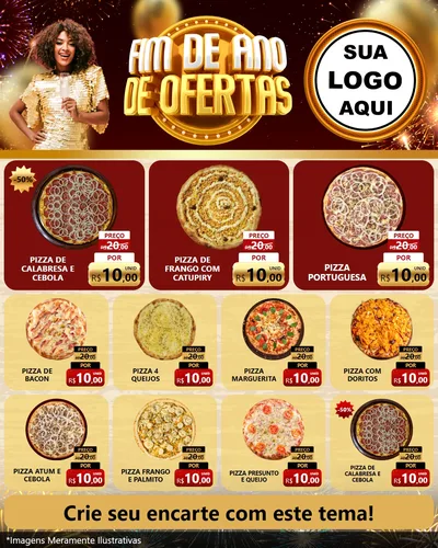 Modelo de Rede Social para Feed Instagram com o tema Fim de Ano de Ofertas para Pizzaria