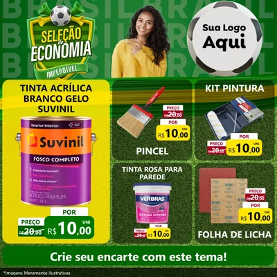 Modelo de Rede Social para Feed Facebook com o tema Seleção de Economia - Copa para Tintas e Ferramentas