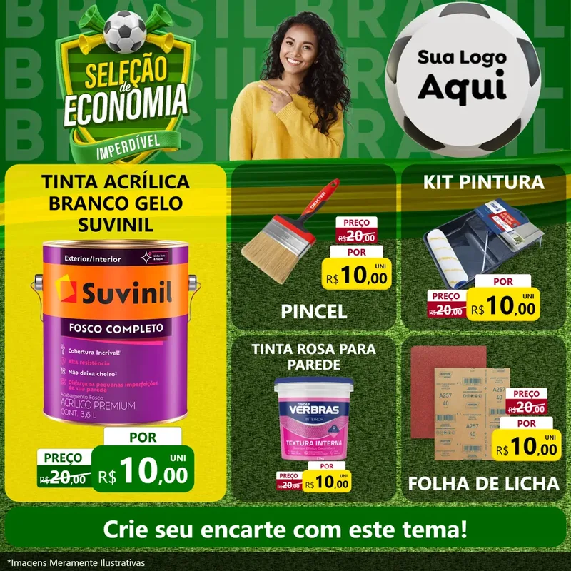 Modelo de Rede Social para Feed Facebook com o tema Seleção de Economia - Copa para Tintas e Ferramentas