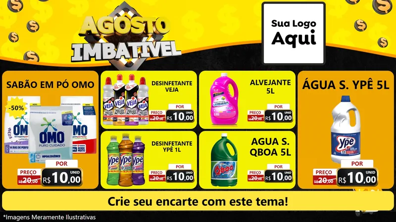 Modelo de TV para TV Horizontal com o tema Agosto Imbatível para Produtos de Limpeza