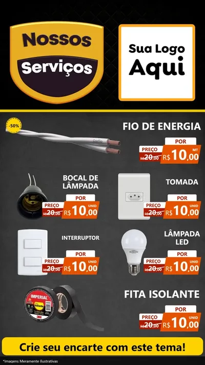Modelo de TV para TV Vertical com o tema Nossos Serviços para Materiais Elétricos