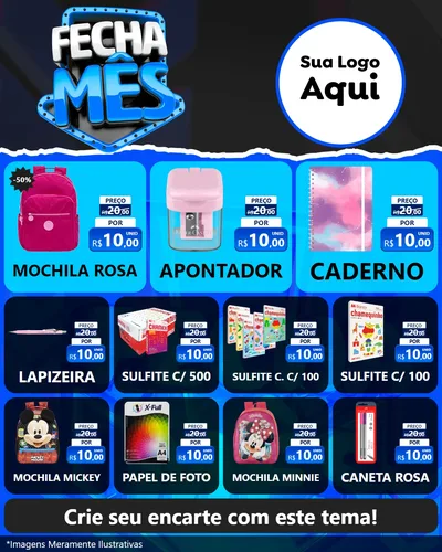 Modelo de Rede Social para Feed Instagram com o tema Fecha Mês para Papelaria
