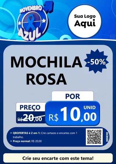 Modelo de Cartaz para Cartaz A4 Vertical com o tema Novembro Azul para Papelaria