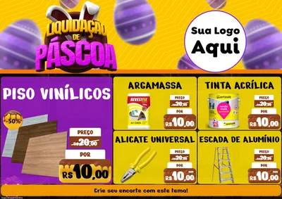 Modelo de Encarte para Encarte A4 Horizontal com o tema Liquidação de Páscoa para Material para Construção