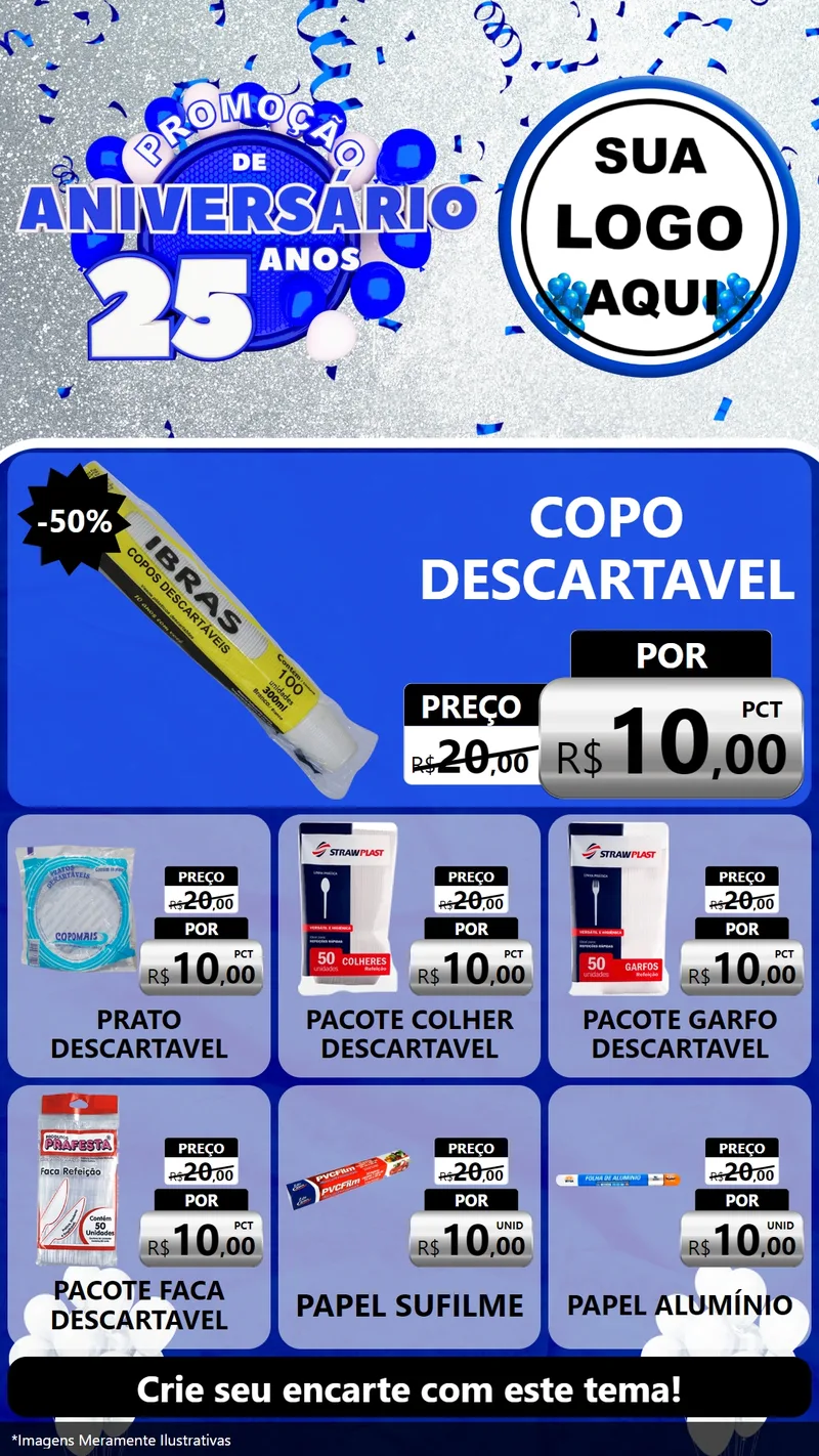 Modelo de Rede Social para Stories com o tema Promoção de Aniversário - 25 Anos para Embalagens