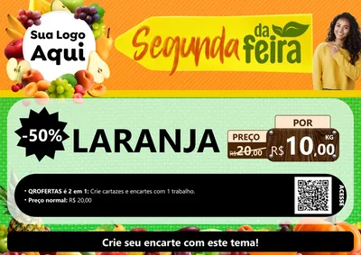 Modelo de Cartaz para Cartaz A4 Horizontal com o tema Segunda da Feira para Hortifrúti