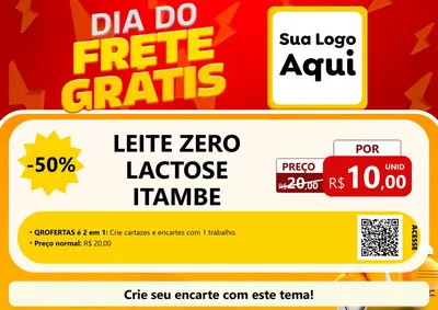 Modelo de Cartaz para Cartaz A4 Horizontal com o tema Dia do Frete Grátis para Frios e Laticínios